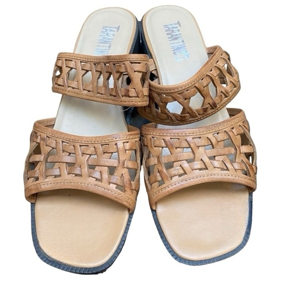 Vintage Tarantino’s Vintage Basket Weave Leather Heeled Sandals I Size: 8B - Picture 4 of 9